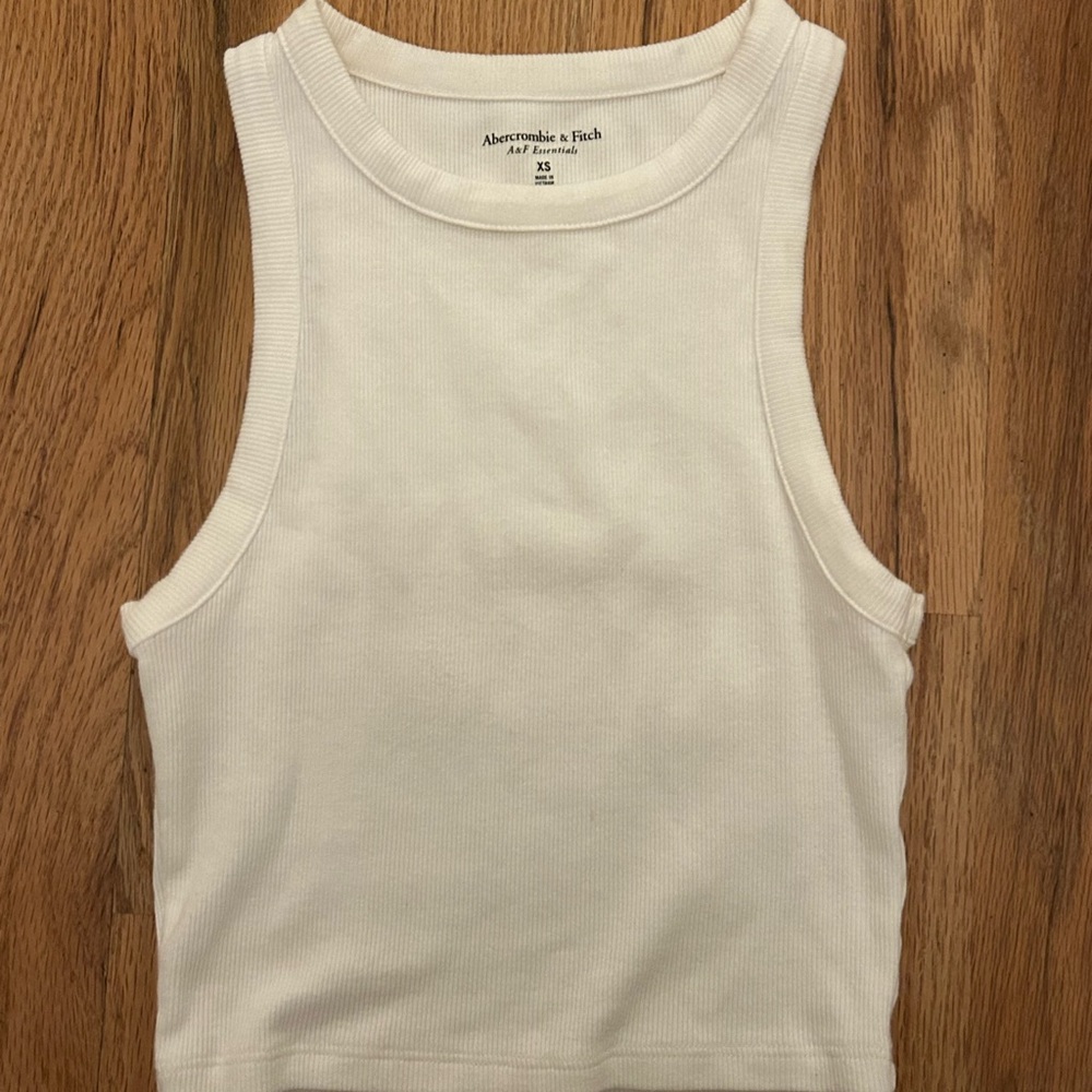 Abercrombie & Fitch Cream Ribbed Tank Top